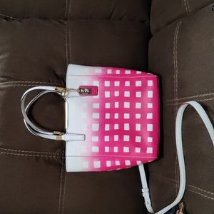 NWOT Coach Madison Gingham Print Saffiano Leather East West Crossbody/Handbag